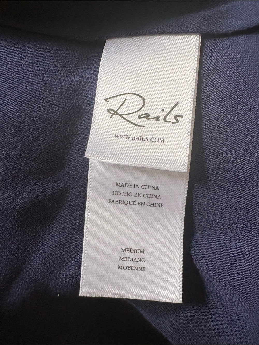 Rails Monique Navy Blue Satin Back Crepe Midi Slip Dress Asymmetrical Hem Sz M - Picture 14 of 16